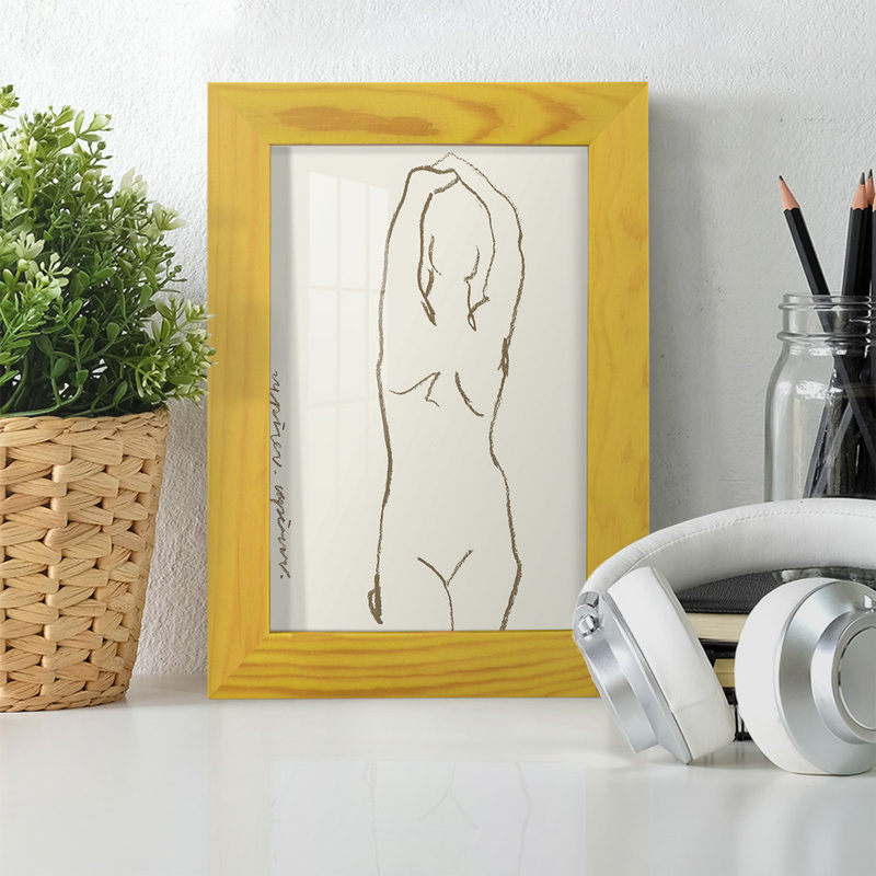 Toi et moi I, impression sur papier, H 9 po x l 7 po x P 1 po, Cadre jaune