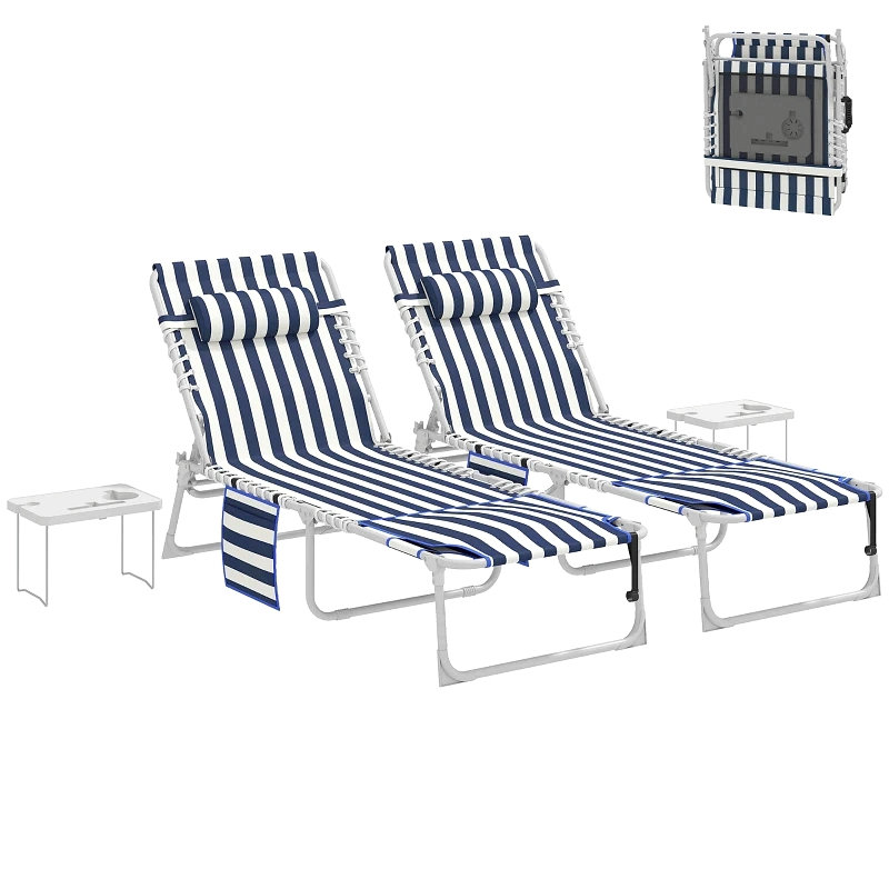 Folding Chaise Lounge Chair,Outdoor Tanning Chair, 2