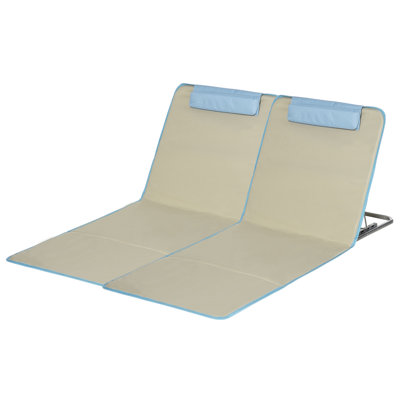 de 2 chaises longues de plage, tapis de plage pliant, beige