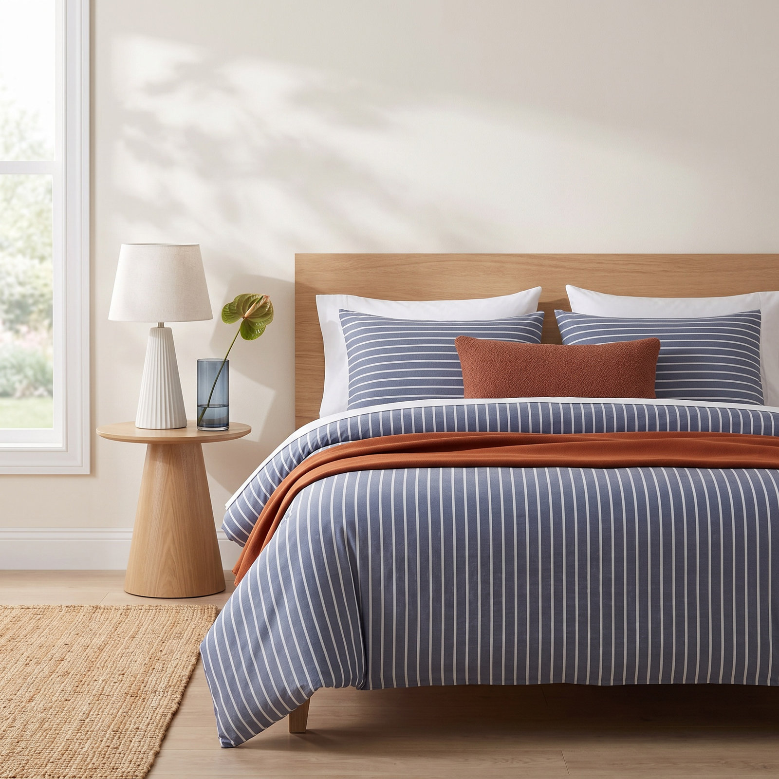 Carlen Duvet Cover Set, Blue, 61" x 87" Duvet Cover + 1 31" x 31" Pillowcase