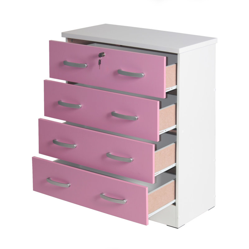 Commode Kitts avec tiroirs spacieux l 29 po, Rose / blanc
