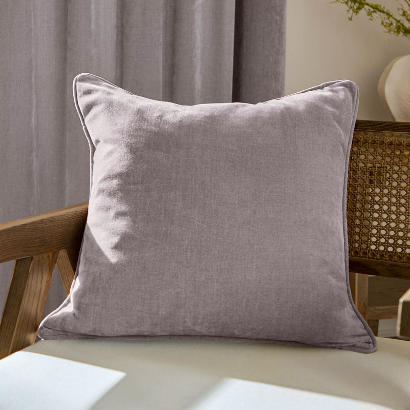 Heavy Chenille Purple Square Throw Cushion, Feather