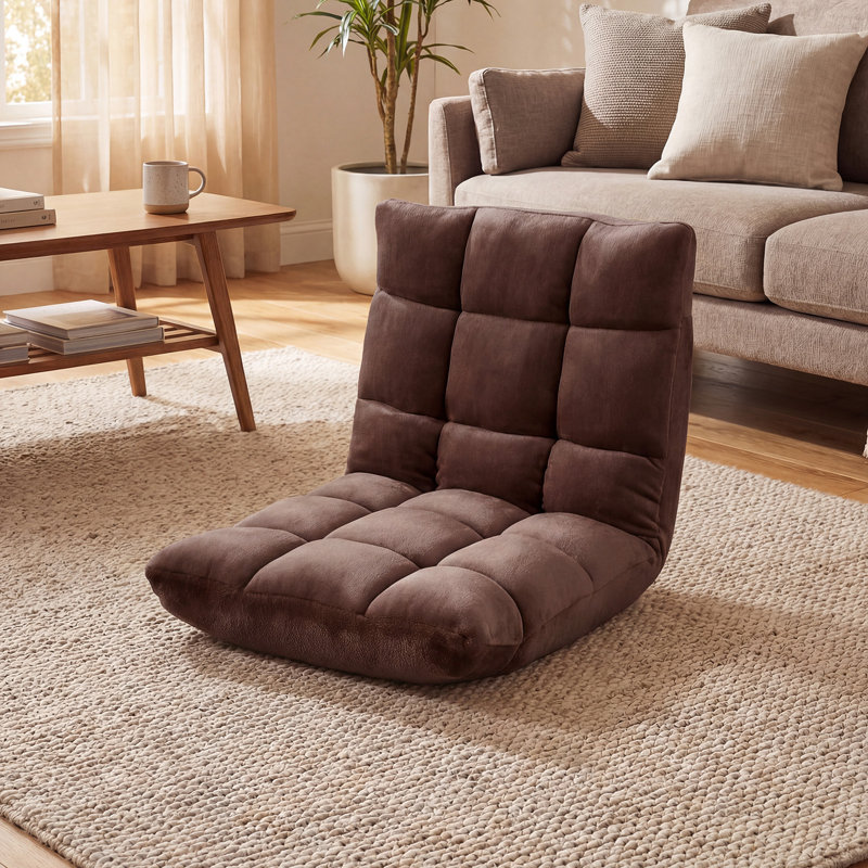 14-Position Adjustable Gaming Sofa with Soft Flannel Fabric Cover for Reading Coffee, Brown
