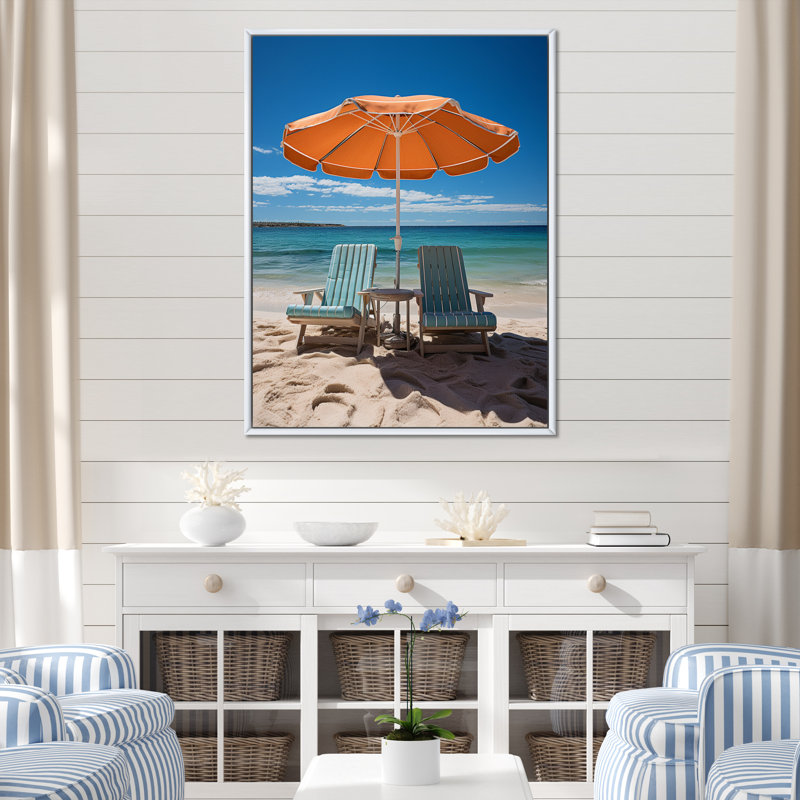 Fauteuils Beachside Bliss - impressions nautiques et de plage, Cadre flottant blanc, H 20 po x l 12 po x P 1 po