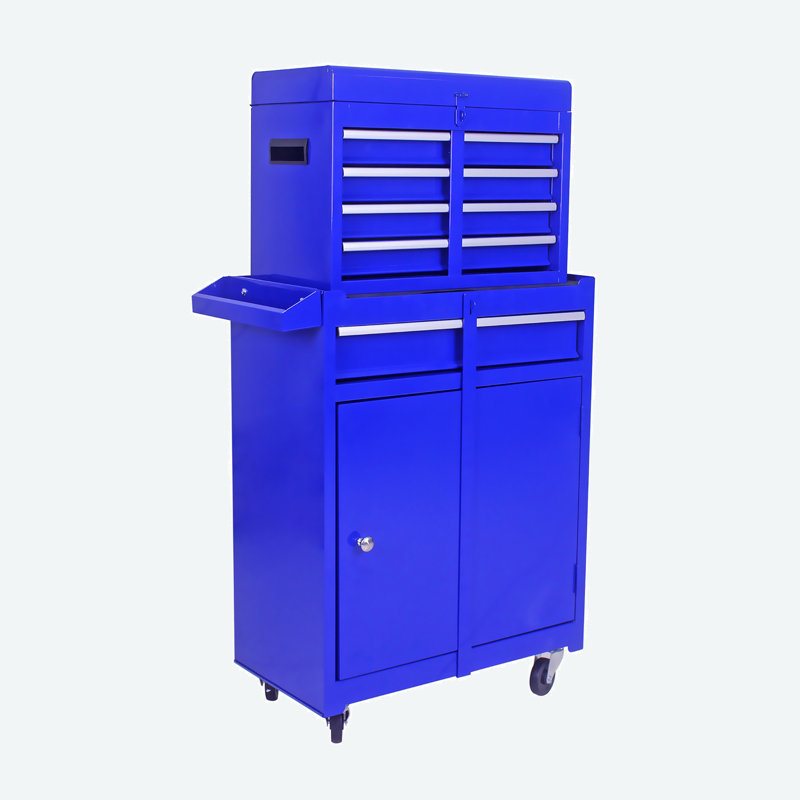22.95" W Detachable 5 Drawer Tool Chest with Bottom Cabinet and One Adjustable Shelf, Blue
