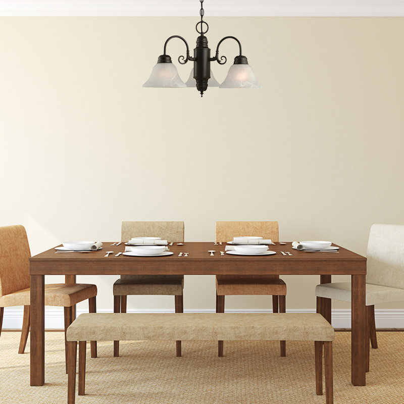 Lustre classique / traditionnel à 3 lumières Guildford, Bronze frotté à l'huile