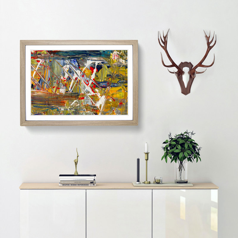Abstract Art Painting Vol.428 by S.Johnson - Picture Frame Painting Print, 27cm H x 36cm W x 2cm D, Oak Framed