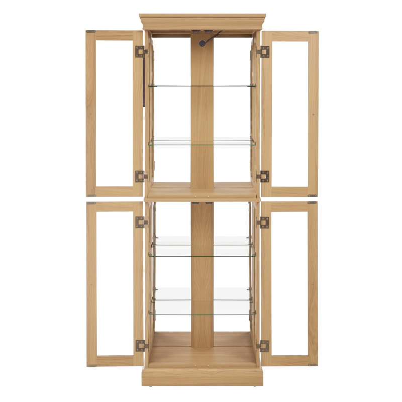 Vitrine lumineuse vitrée, Chêne clair