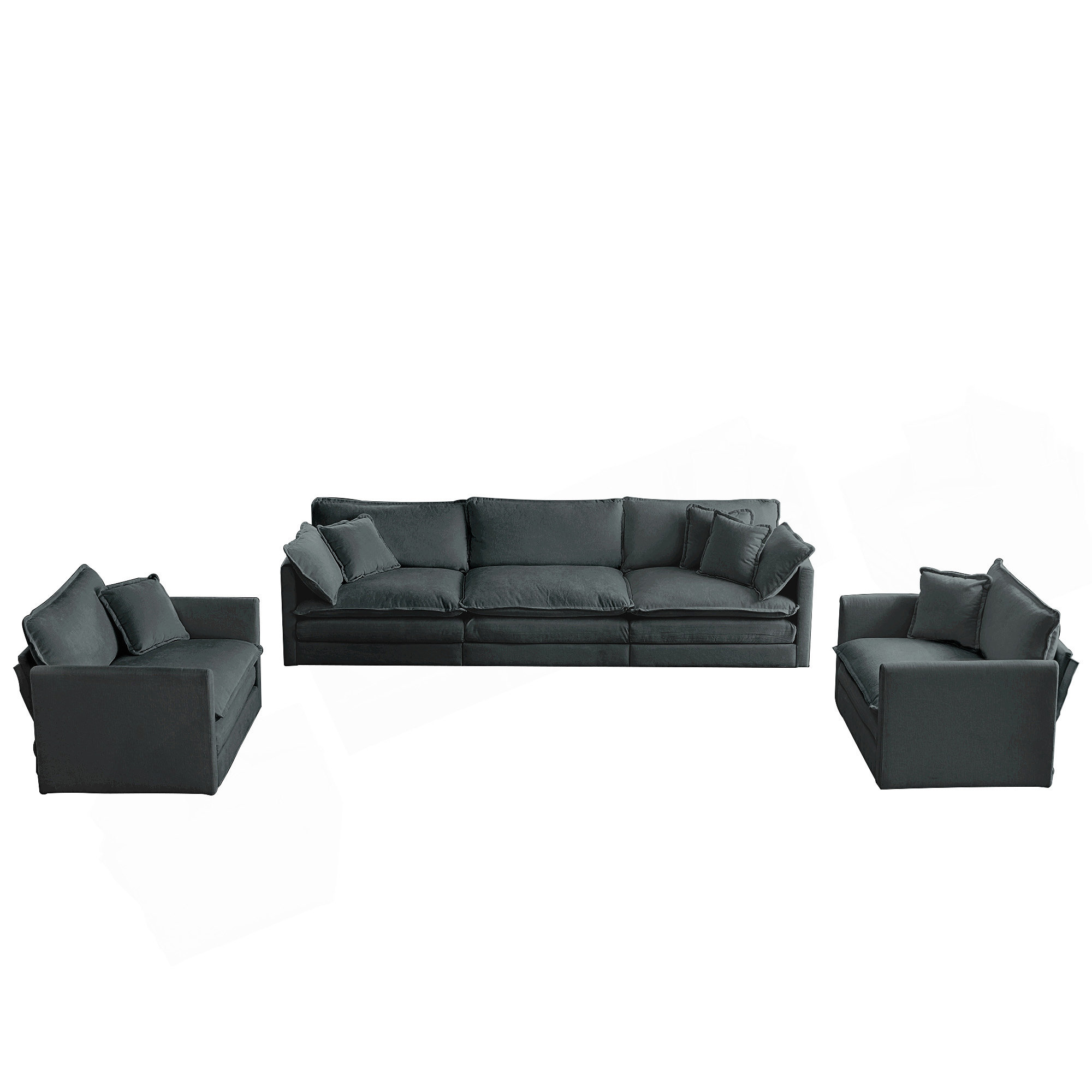 Latitude Run® Modern 3-Piece Living Room Sofa Set With Round Arms ...