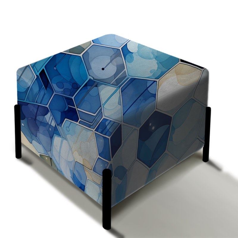 Blanc et bleu Hexagons Dreams - Repose-pieds carré géométrique