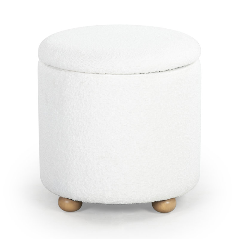 Shayli Upholstered Ottoman, Ivory Boucle