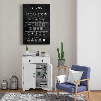 Shapes Gray Laundry Canvas - Framed Bathroom Home Decor