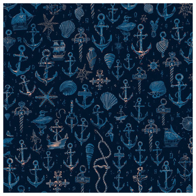 Nautical Anchor Seashells Bath Mat