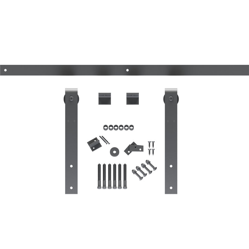 Ensemble de quincaillerie pour porte de grange standard Premium, Argent métallique, 48 po