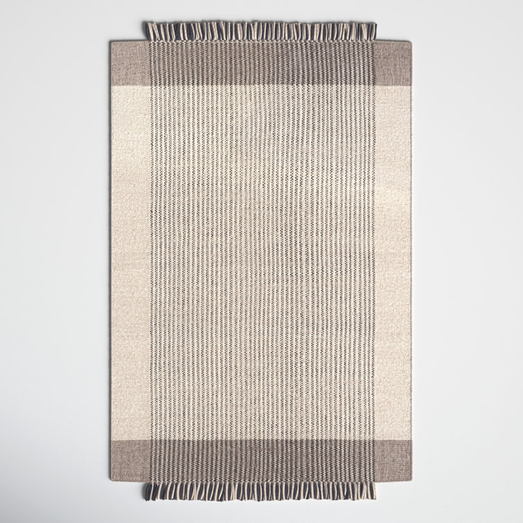 Tina Striped Wool Tan/Charcoal/Gray Area Rug