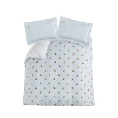 Blue 100% Cotton 200 TC Reversible 2 Piece Duvet Cover Set