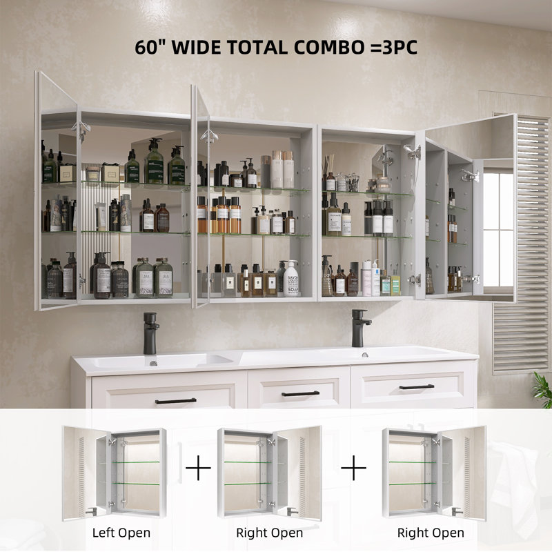Armoire à pharmacie Ejler l 60 po x H 30 po sans cadre réglable