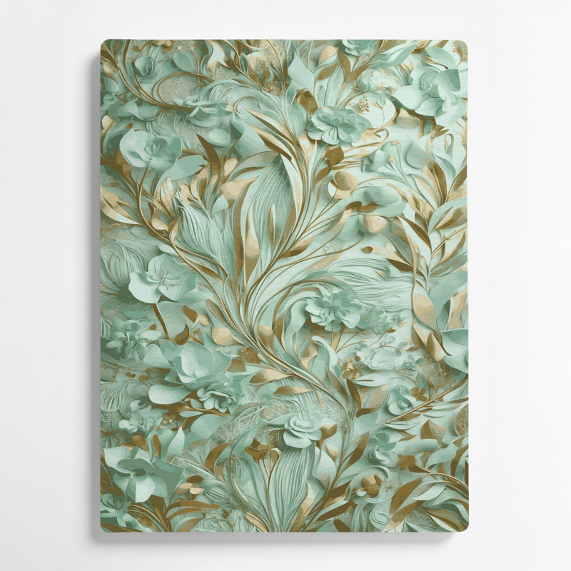 Abstrait floral vert 50, art mural en métal, 24" H x 36" W