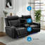 Causeuse inclinable électrique en cuir noir avec rangement, lumières DEL et chargement USB - sièges de cinéma maison avec support à double ressort et structure en bois massif