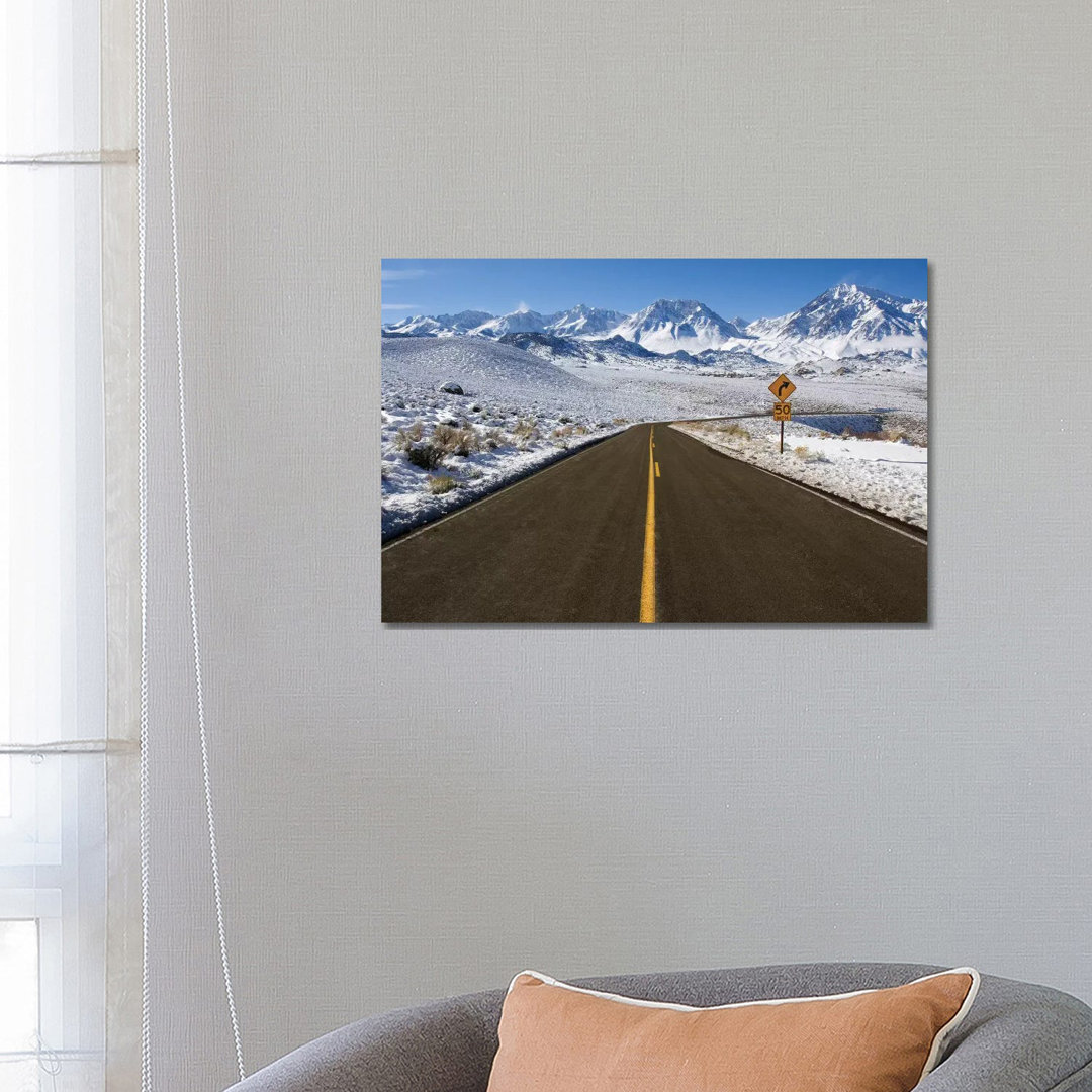 Usa, California. Road Into Sierra Nevada Mountains In Winter. by Jaynes Gallery - Wrapped Canvas Gallery-Wrapped Canvas Giclée