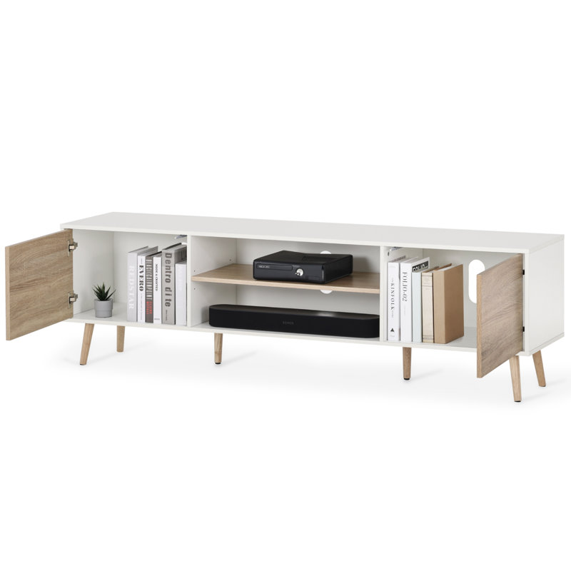 Meuble télé pour téléviseur de 60 po ou moins Hearon, 75", Blanc/Crème