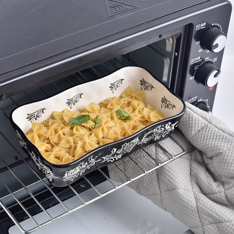 Wisenvoy Rectangle Stoneware Baker Bakeware, Black
