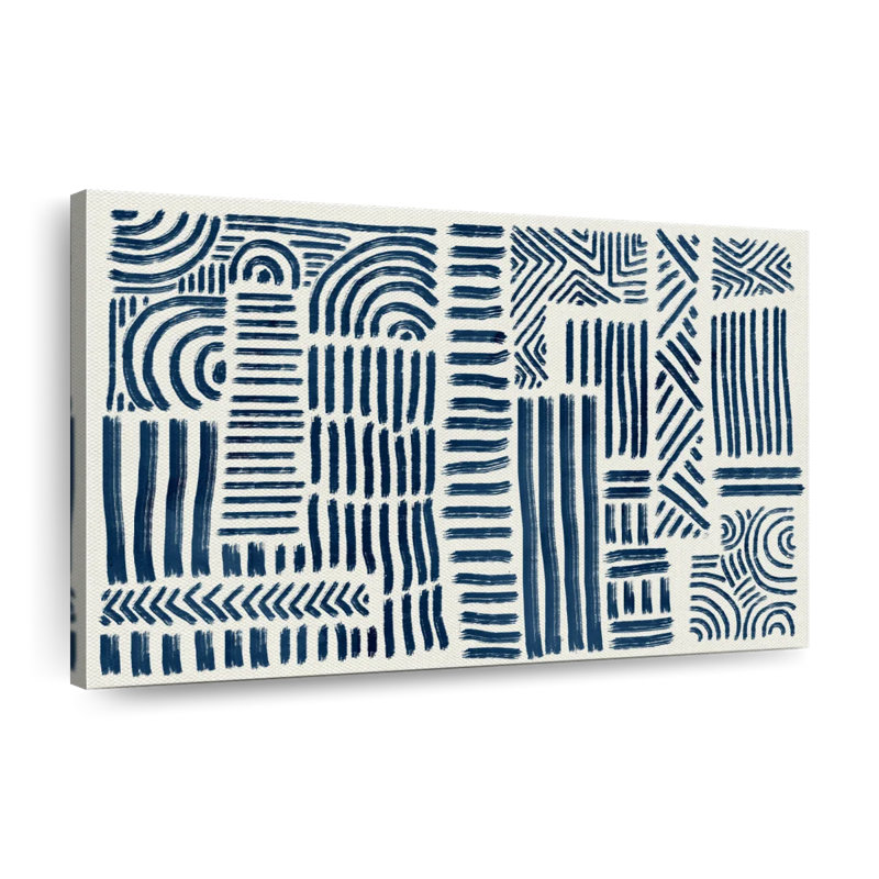 Marine africaine, lignes sur toile, H 20 po x l 30 po x P 1,25 po