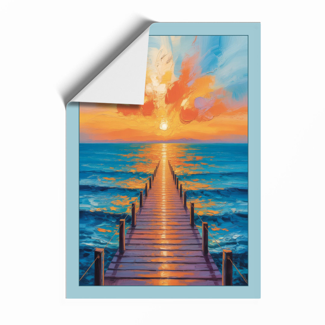 Pier at Sunset Coastal - Framed Print