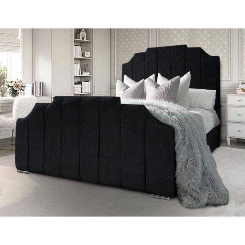 Tyrion Upholstered Bed , Single (3'), Black
