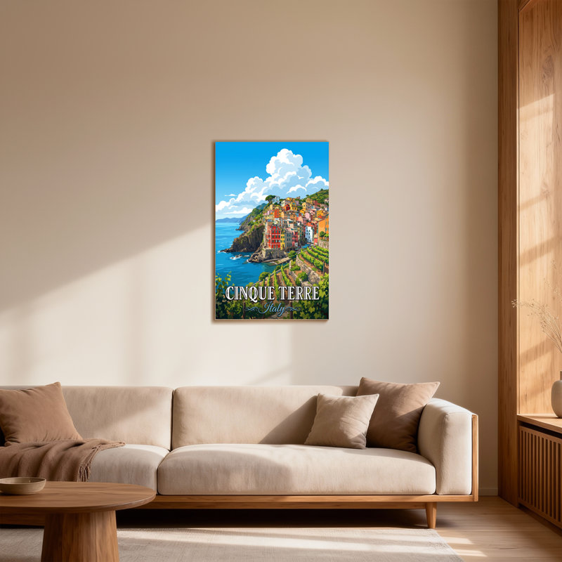 Scène et paysage urbain Cinque Terre, village côtier, Italie, H 30 po x l 20 po
