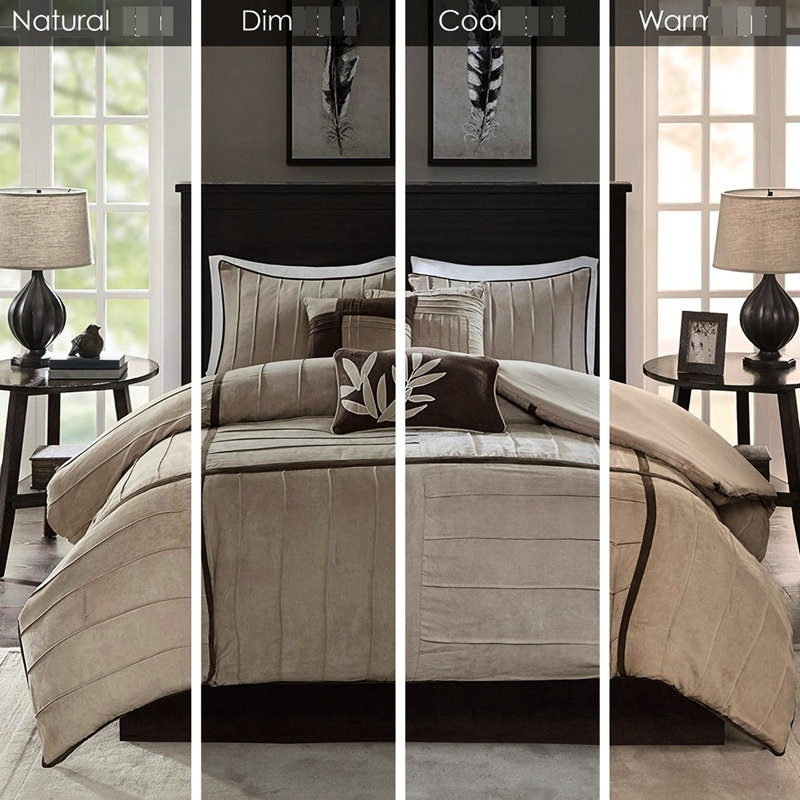 Faux Suede Comforter Beige Full - 100% Comfort Bedding Warm And Inviting, Full Comforter + 6 of Additional Pieces Included