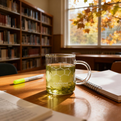 16 oz. Molécule de caféine, tasse à café en verre borosilicaté avec poignée et marques de mesure, verrerie d'inspiration laboratoire pour café, thé, café au lait, boissons chaudes et froides