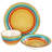 Service de table 12 pièces en grès multicolore jaune