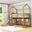Lit mezzanine simple en bois avec glissoire et rangement-1309380737