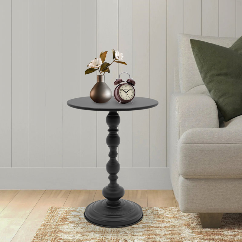 15.7'' W Metal End Table, Black