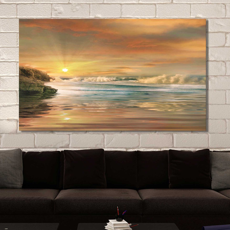 «Sundown», reproduction de peinture acrylique sur toile, H 18 po x l 30 po x P 1 po, Toile tendue
