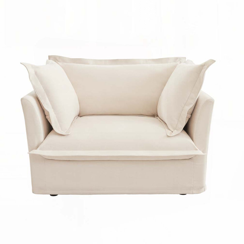 Latitude Run 49" Armchair with 2 Soft Pillows for Shetucket Modular Sectional Living Room set, Cream Chenille