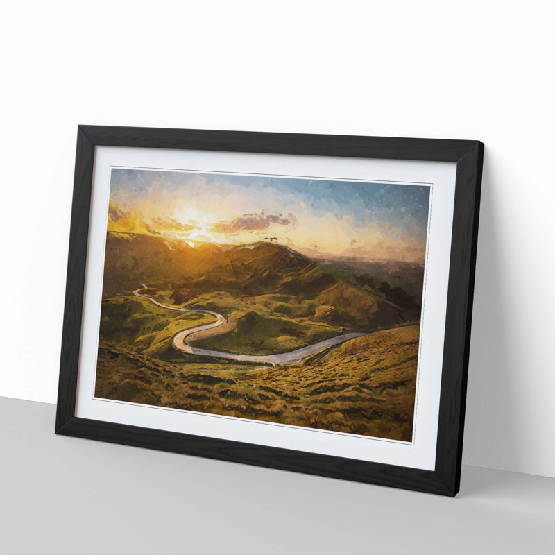 Mam Tor in the Peak District in Abstract - Framed Print, 50cm H x 76cm W x 2cm D, Black