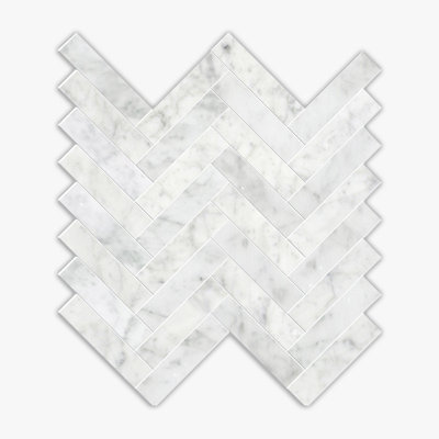 Bianco Carrara Honed Herringbone Marble Mosaic