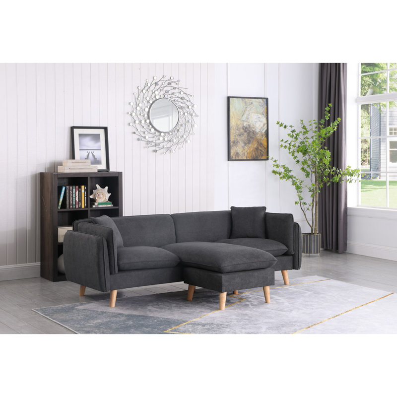 Brayden 86.5" Dark Gray Fabric Sectional Sofa Chaise