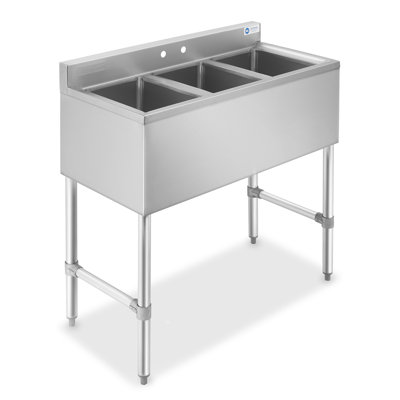 38.5'' L x 18.75'' W Silver Freestanding Service Sink
