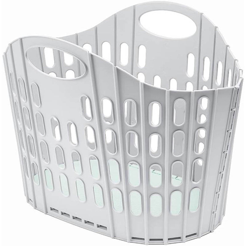 Plastic Laundry Hamper, Grey/Mint