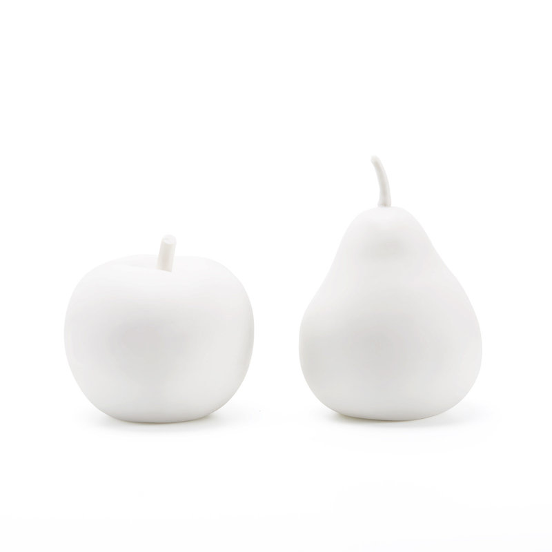 2 Piece Apple and Pear Porcelain Sculpture Set