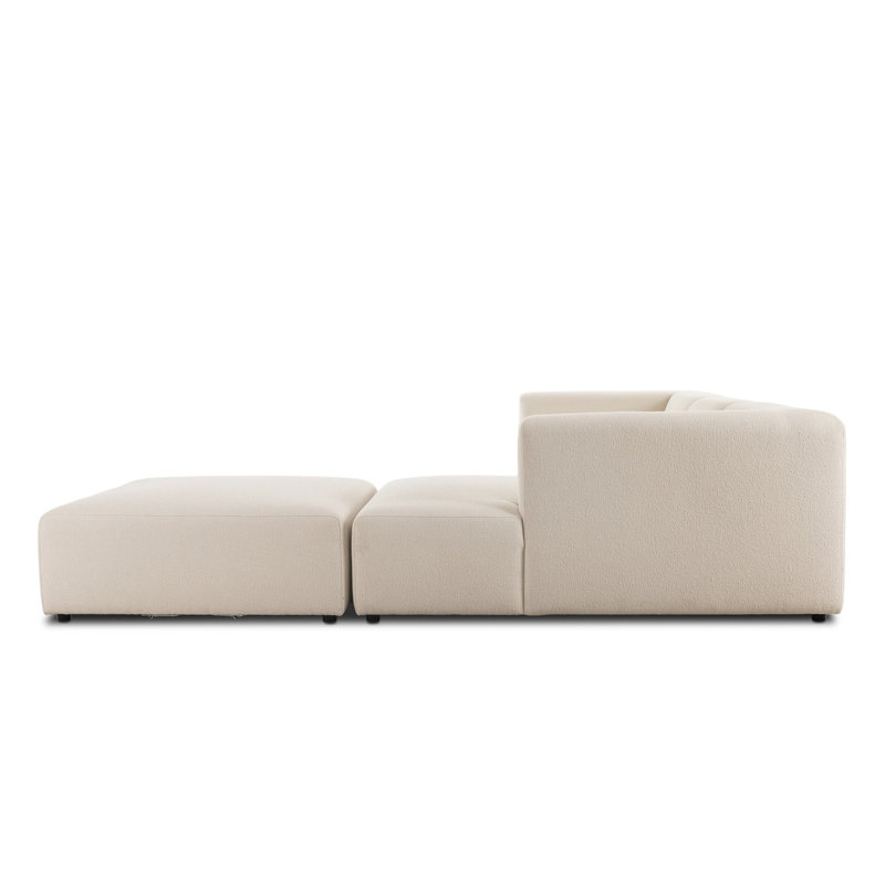 Lawndale 3PC LAF Sectional W/ Ottoman-Saxon Charcoal, Fayette Cloud Polyester Blend, Right Hand Facing