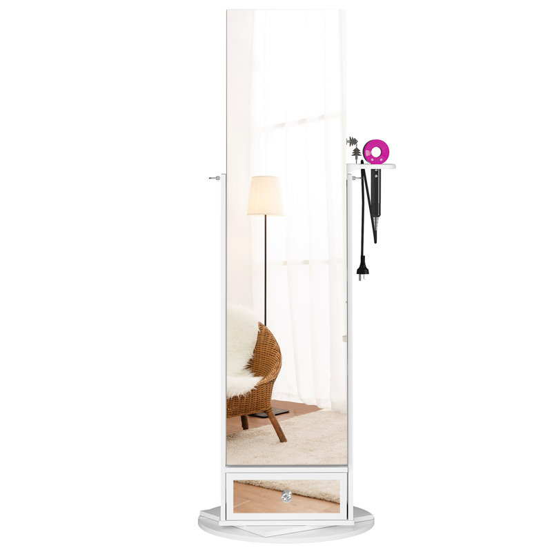 22'' Wide Rotatable Jewelry Armoire with Mirror, White