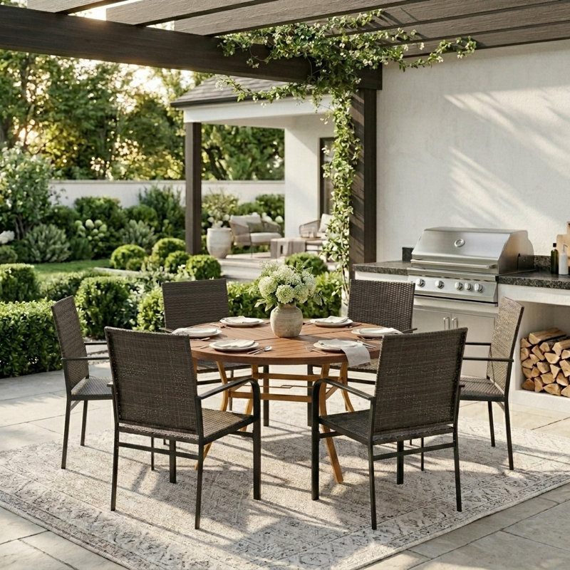 Clarke With Pe Wicker Chairs, Brown