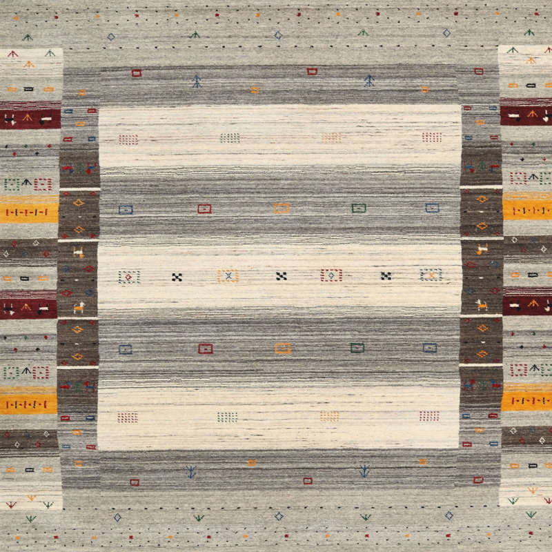 Tapis gris / beige Njourisenga, Carré 8 pi