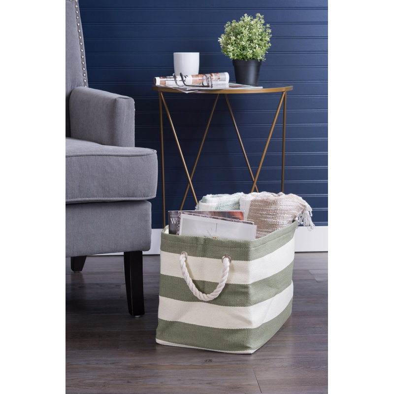 Breakwater Bay Haines Fabric Decorative Bin, Olive Green, 12" H x 15" W x 17" D