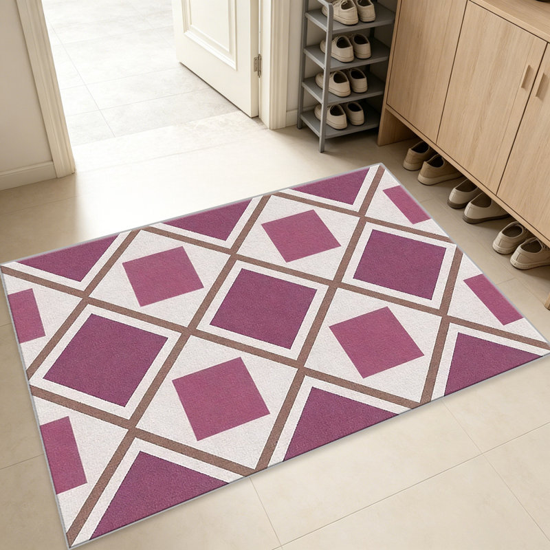 Mauve Diamond carpet-easy to clean, machine-washable, soft and comfortable; suitable for door mats, kitchens, living rooms, bedrooms, corridors, and laundry areas. Easy to clean, durable carpet for home decoration.
