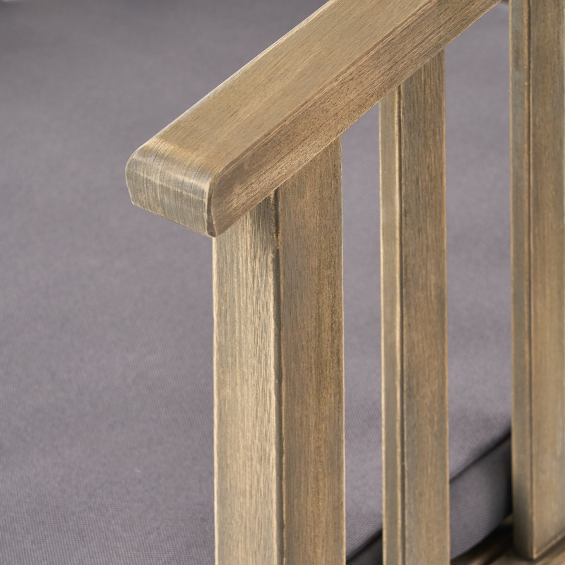 Chaises de jardin en bois avec coussins en coton gris foncé (paquet de 2). Naturelles et confortables pour le salon. Coussins inclus (2 pièces). Structure stable.